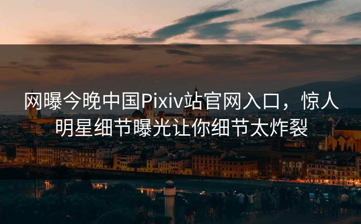 网曝今晚中国Pixiv站官网入口，惊人明星细节曝光让你细节太炸裂