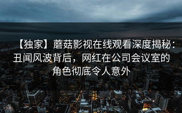 【独家】蘑菇影视在线观看深度揭秘：丑闻风波背后，网红在公司会议室的角色彻底令人意外