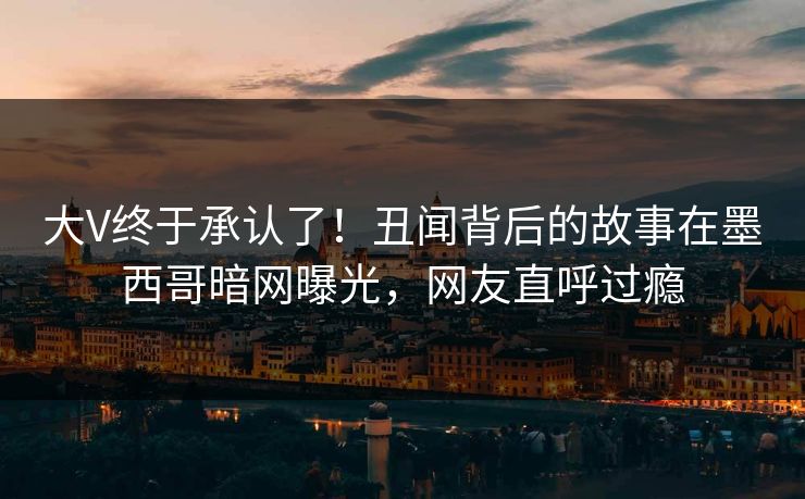 大V终于承认了！丑闻背后的故事在墨西哥暗网曝光，网友直呼过瘾