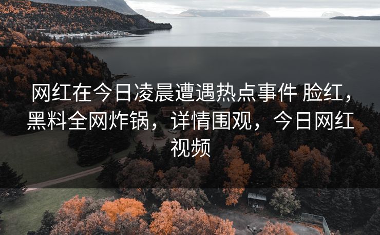 网红在今日凌晨遭遇热点事件 脸红,黑料全网炸锅,详情围观,今日网红视频 网红在今日凌晨遭遇热点事件 脸红,黑料全网炸锅,详情围观,今日网红视频