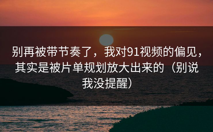 别再被带节奏了，我对91视频的偏见，其实是被片单规划放大出来的（别说我没提醒）